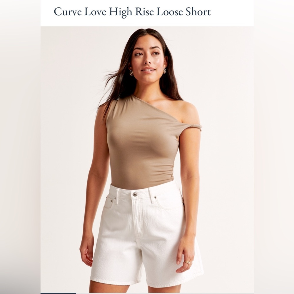 Abercrombie & Fitch White High-Rise Loose Jean Shorts
